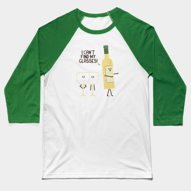 Lost Glasses - White Baseball T-Shirt by HandsOffMyDinosaur